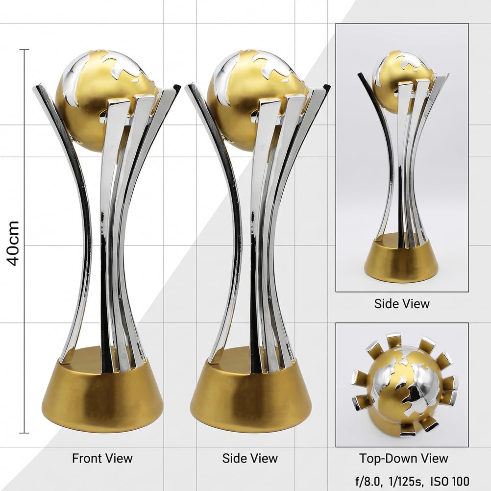 Replica Trofeo Calcio Stile Club World Cup, Souvenir da Collezione per Decorazione Scrivania Casa Ufficio, Regalo per Uomo Donna, Appassionati di Calcio, Tifosi e Collezionisti