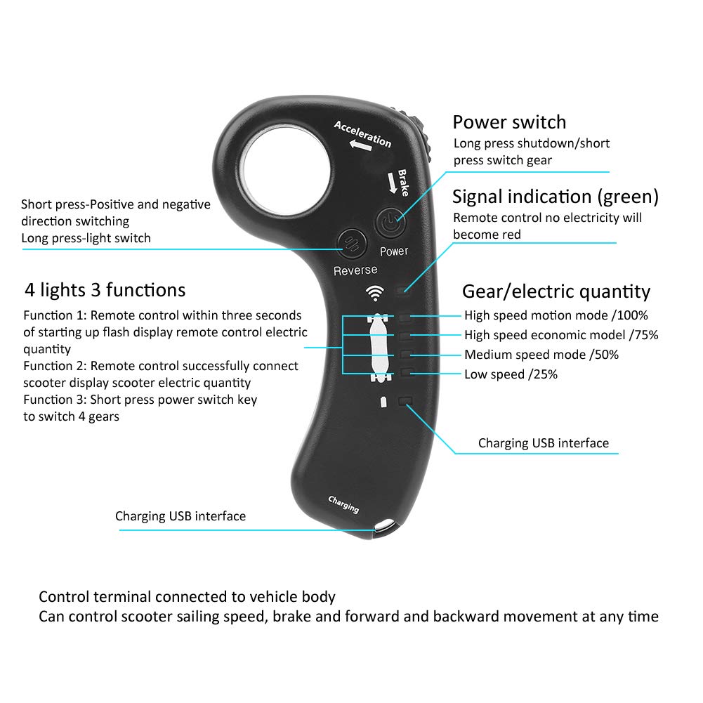 Drahtlose Skateboard Fernbedienung, Wireless Handheld Remote Control, Elektroroller Fernbedienungsempfänger für elektrisches Skateboard, für Erwachsene Jugendliche Pendler Outdoor-Sportarten