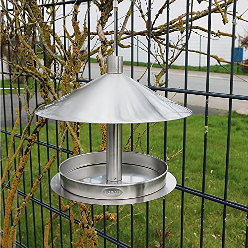 Habau 1771 Futterstation aus Edelstahl mit Kordel zum Aufhängen, Silber