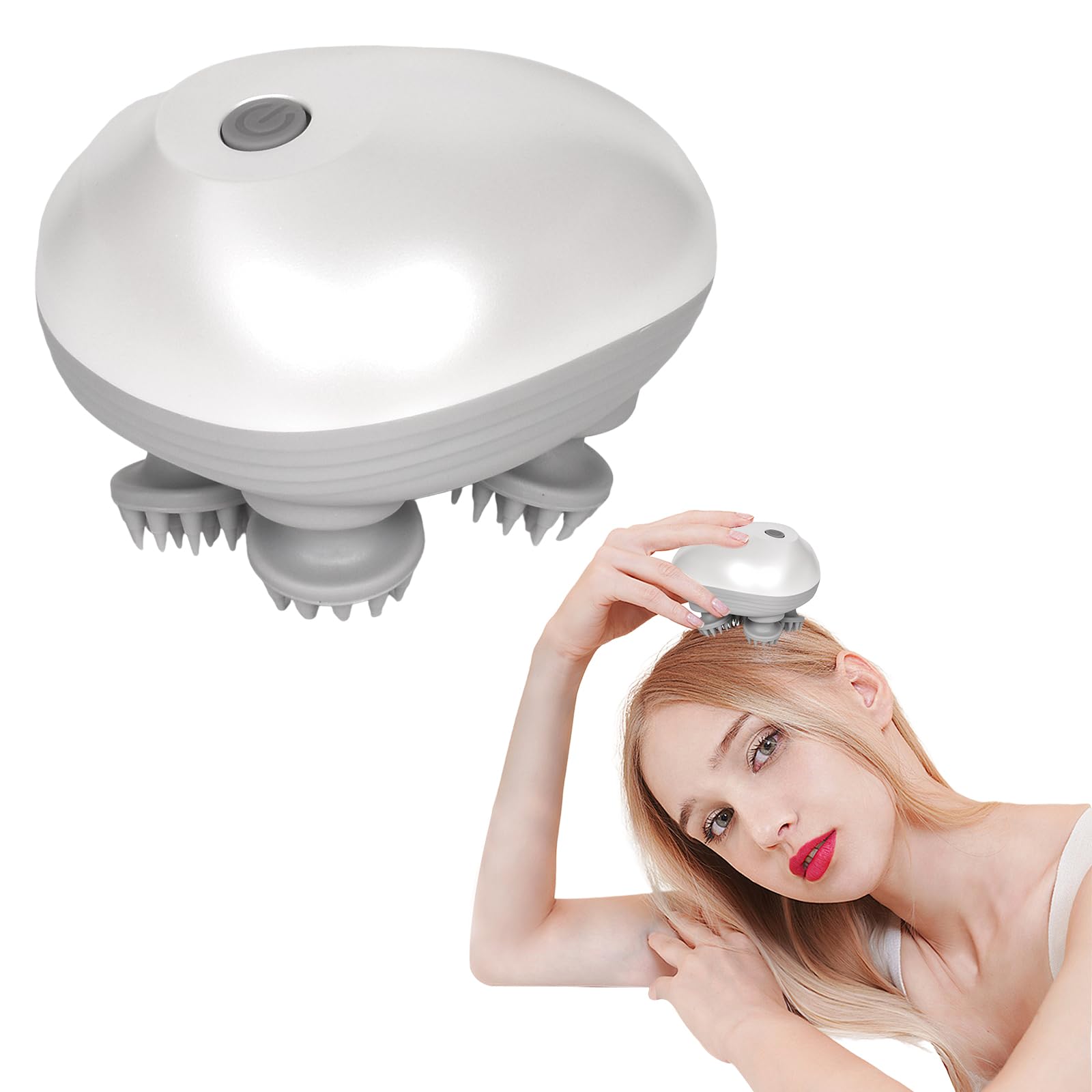 Cepillo de masaje para cuero cabelludo, masajeador eléctrico resistente al agua, masajeador portátil, para masaje de cabeza al ducharse, para relajación corporal, limpieza profunda, recargable por