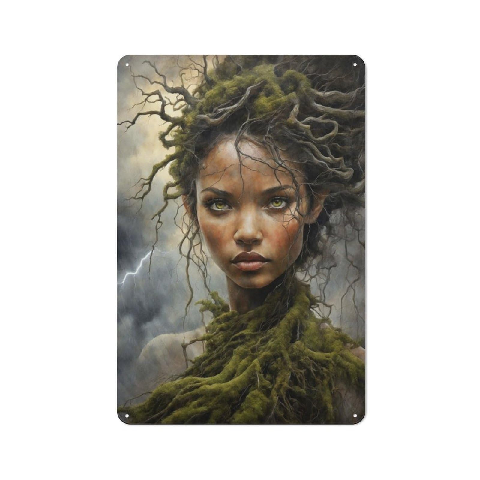 Junmoney Mossy Nymph Queen Retro Tin Wall Plaque 30X20cm For Dining Room Or Kitchen, For Home Decor Collectors