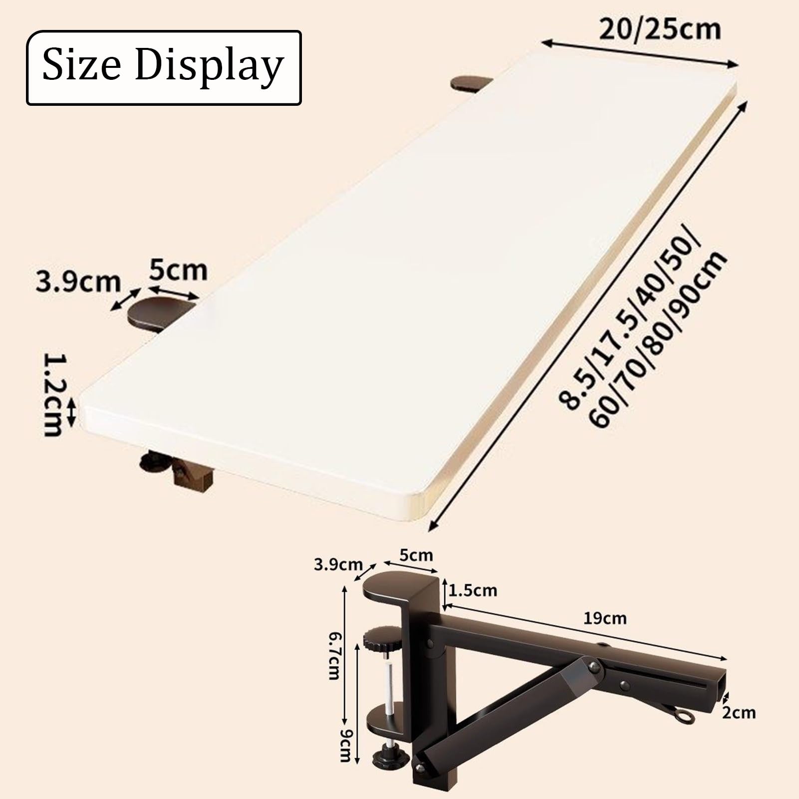 VXHCS Vassoio di Prolunga Ergonomico per Scrivania, Tavolo Prolunga da Scrivania, Pieghevole A 90°, Vassoio para Escritorio(35x8in)