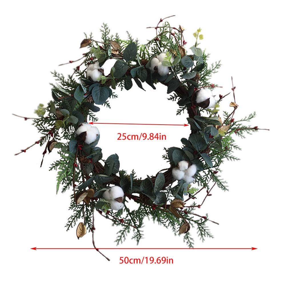 Couronnes DéCoratives,Couronne Porte Coton naturel Séché Fleur artificielle Simulation Simulation de fleur Couronne de fleur Décoration de la maison Porte de maison Décor
