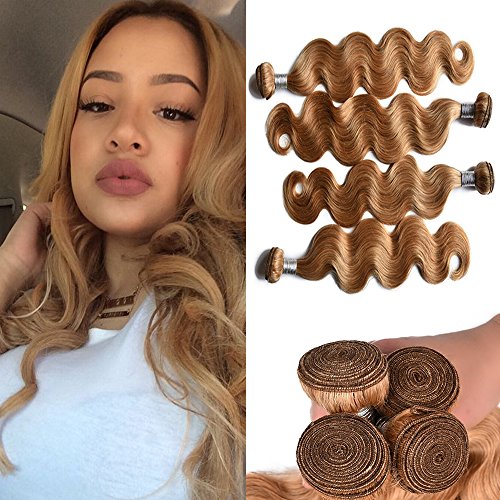 FABA Beauty 9A Grade Human Virgin Hair Bundle Deals Pure 27# Color Body Wave Hair 4 bundles Honey Blonde Body Wavy Hair About 400g 8-30 inch Mixed Length (20.20.20.20)