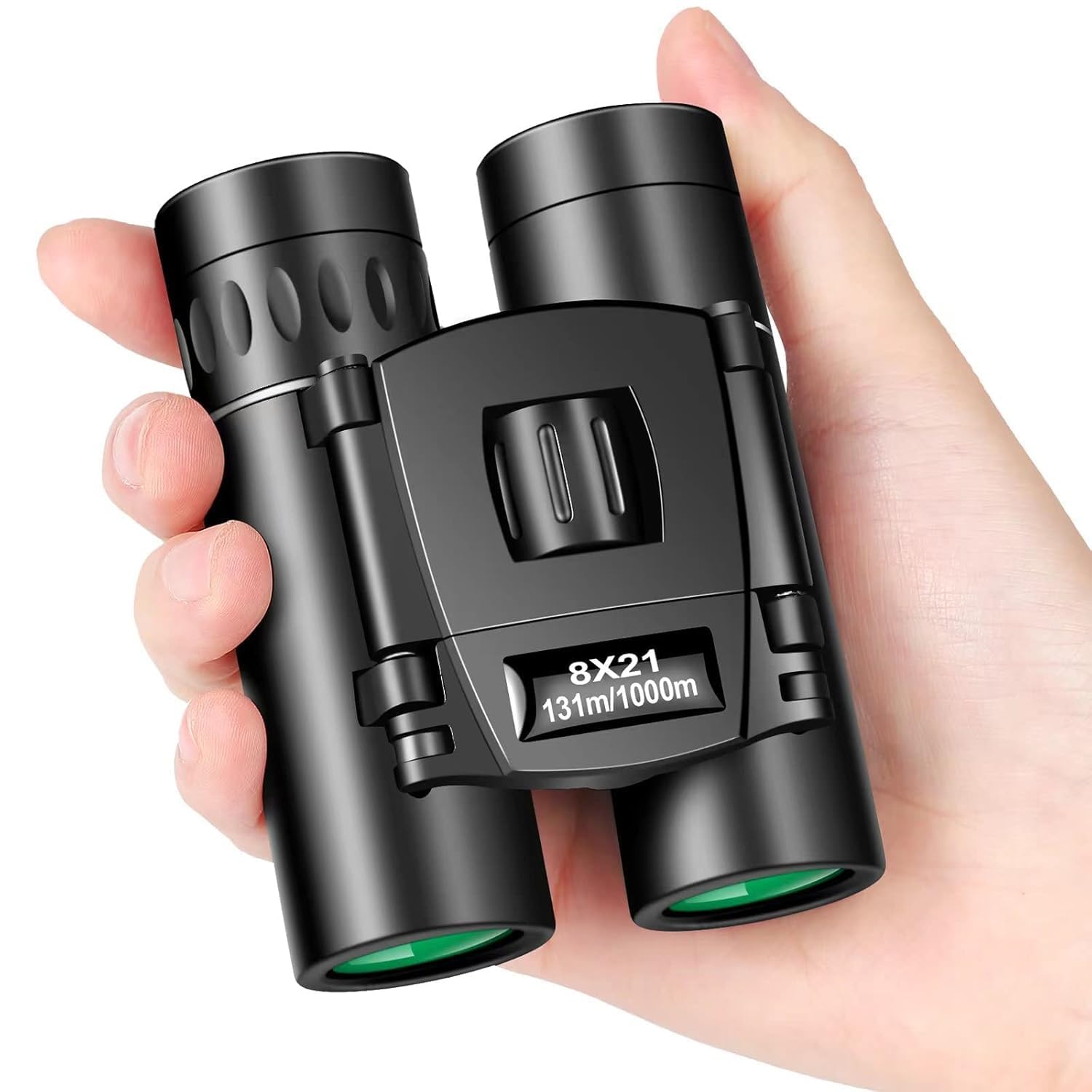 8x21 compact binoculars, bak-4 prism, fully multi-coated lenses, waterproof, lightweight foldable for bird watching, hiking, travel, sports
