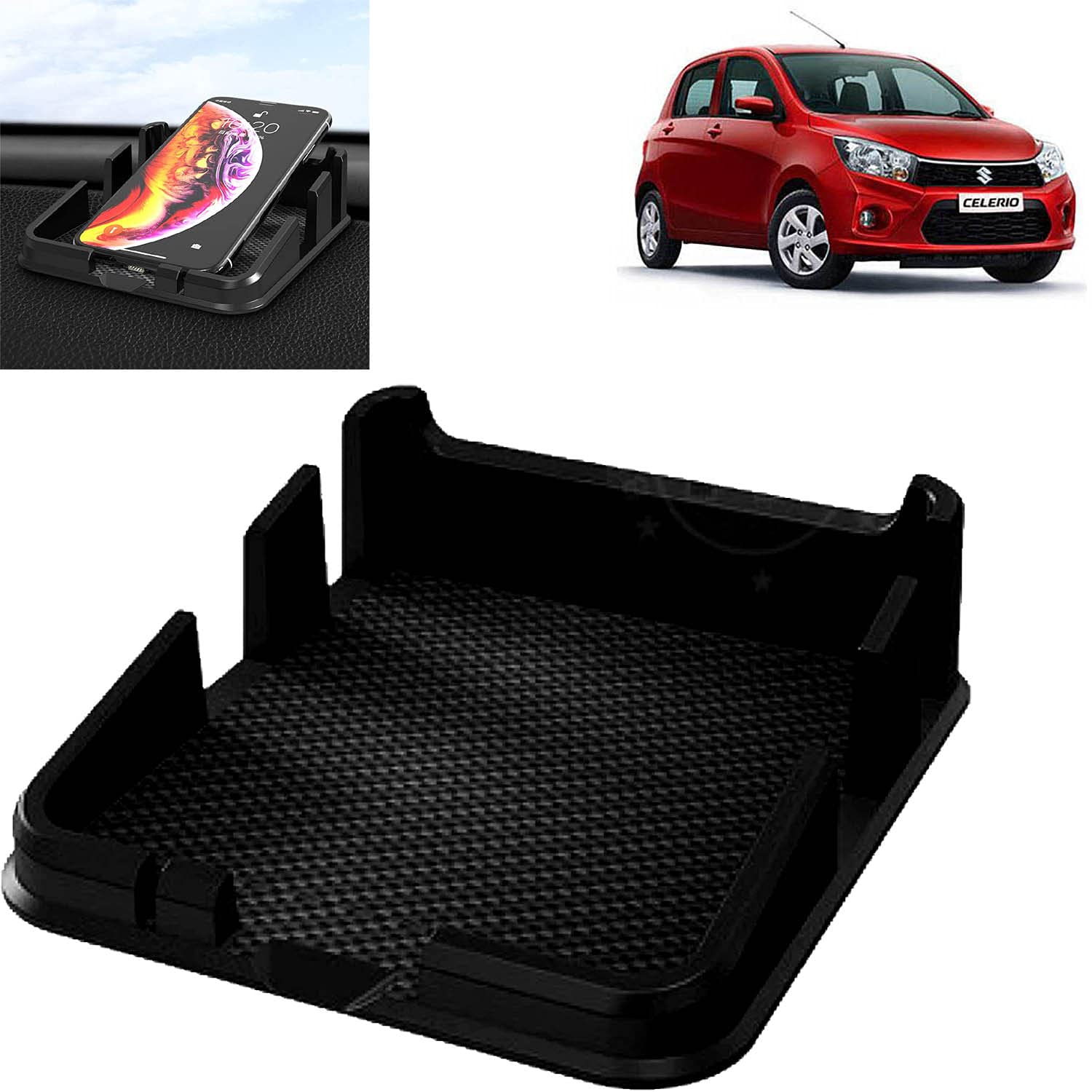 Aksmit 3R-2160 Car Multi-Functional Dashboard Carrying Organizer Storage Mat, Cell Phone Holder for Celerio