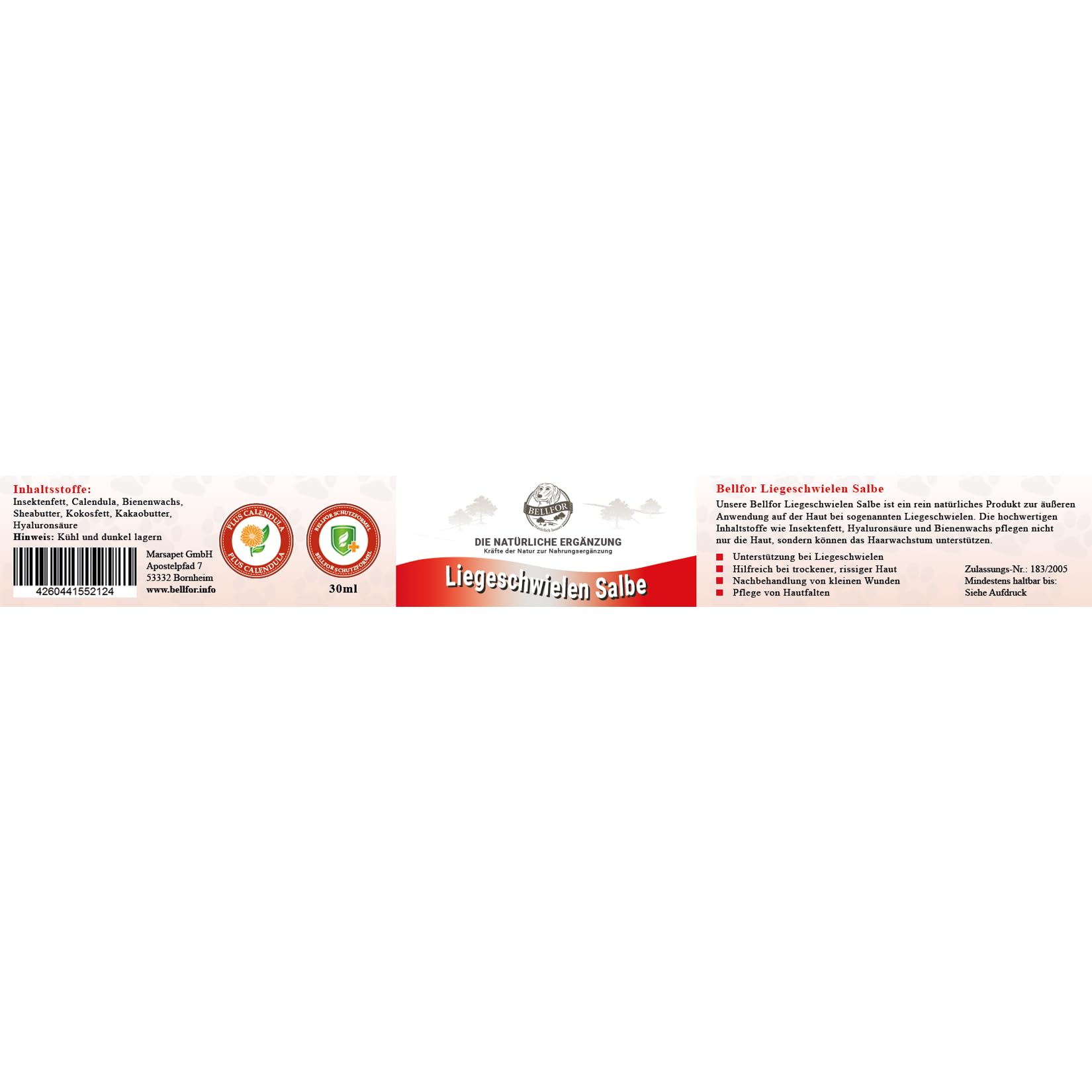 Bellfor Crema para Callos en Perros de Insectos y caléndula - 30 ml. Pomada Natural para Callos en Perros, antibacteriana y antiinflamatoria. La pomada hidrata la Piel Agrietada y Seca de los Callos