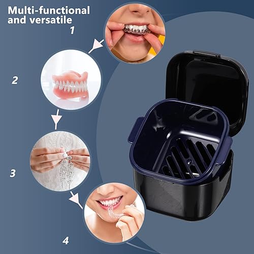 Miniatura 5 de Tofficu Estuche de baño para dentaduras postizas, estuche portátil para almacenamiento de dientes falsos, estuche de retención de ortodoncia con