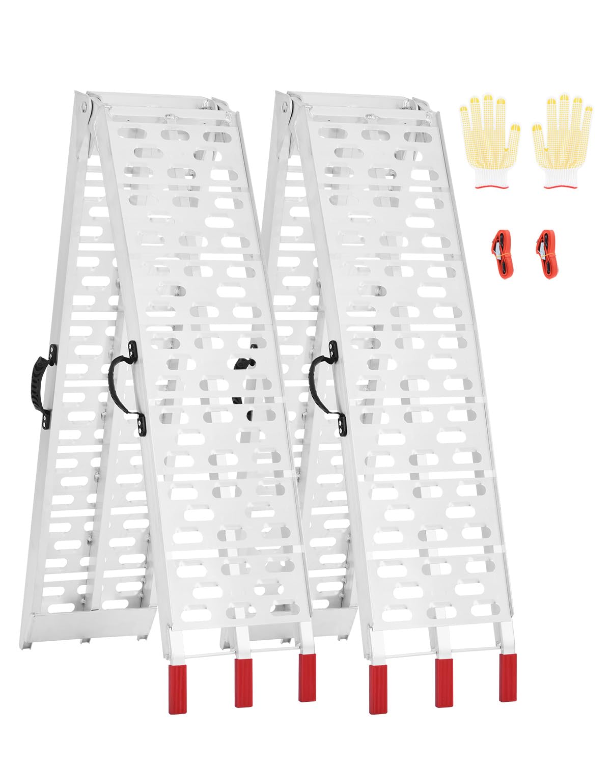 VEVOR 680 kg, 2 Stück, robuste, breitere Oberfläche, universelle stabile Laderampe mit Griffen, passend für ATV, UTV, Motorrad, Elektrofahrrad usw., Silber, 2285 x 305 x 50 mm