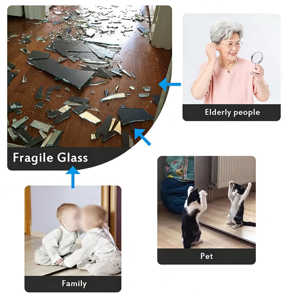 Fogli a Specchio Flessibili Acrilico, 6 Pezzi di Specchio da Parete Infrangibile per Decorazioni Murali Casa, Casa Fai da te e Studio(6Pcs-20x20cm)