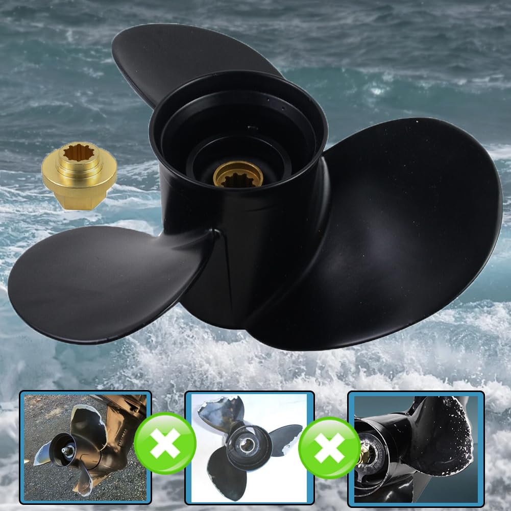 AQUAMAN 10 3/8 x 11 10 3/8 x 12 10 3/8 x 13 10 3/8 x 14 (10 denti scanalati) Elica fuoribordo barca adatta motore Mercury 9.9/15/18/20/25HP, RH
