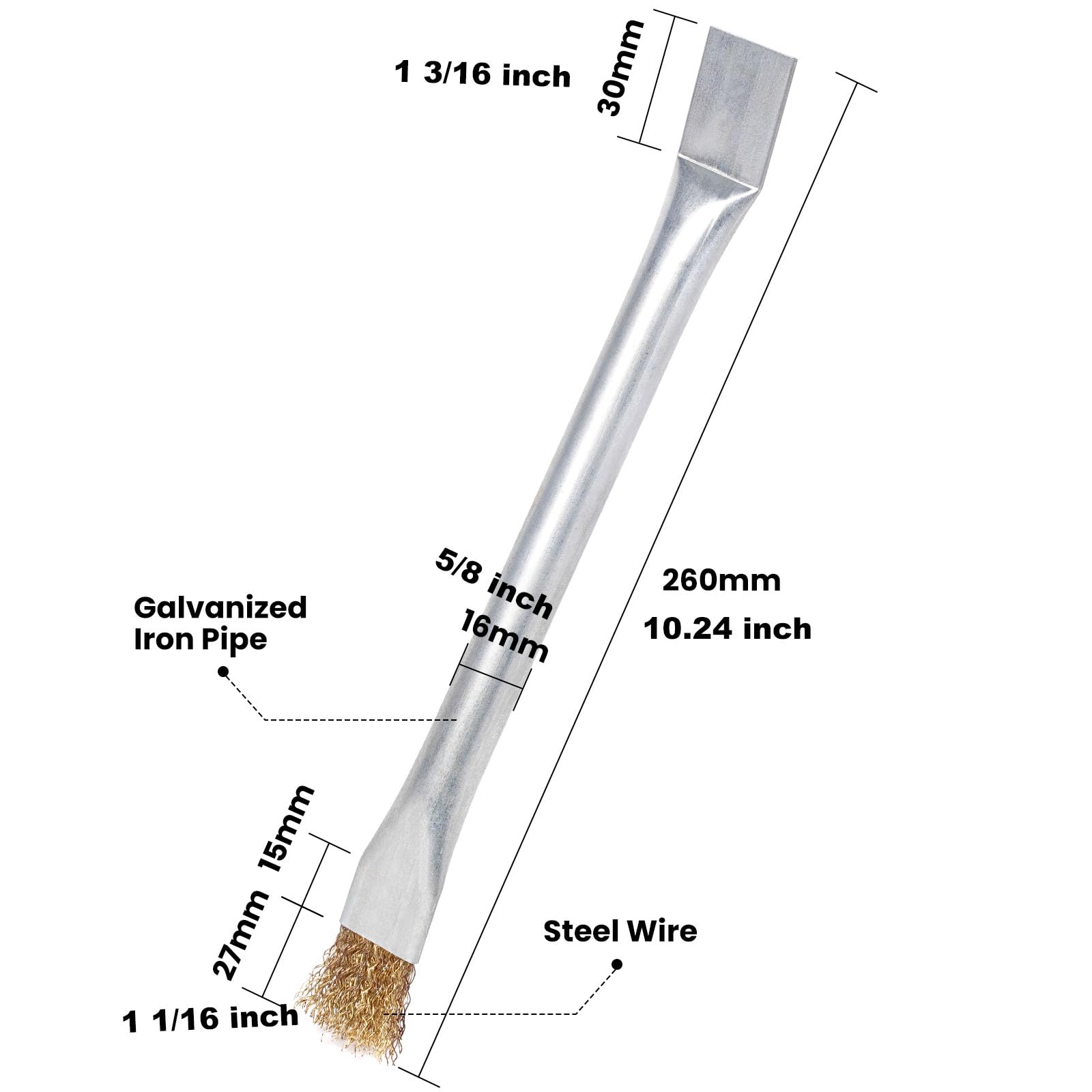 ACATMOON Professional Steel Wire Brush for Pellet Stove Cleaning, Steel Brush with Scraper, Metal Long Handle,Suitable for Removing residues (2)