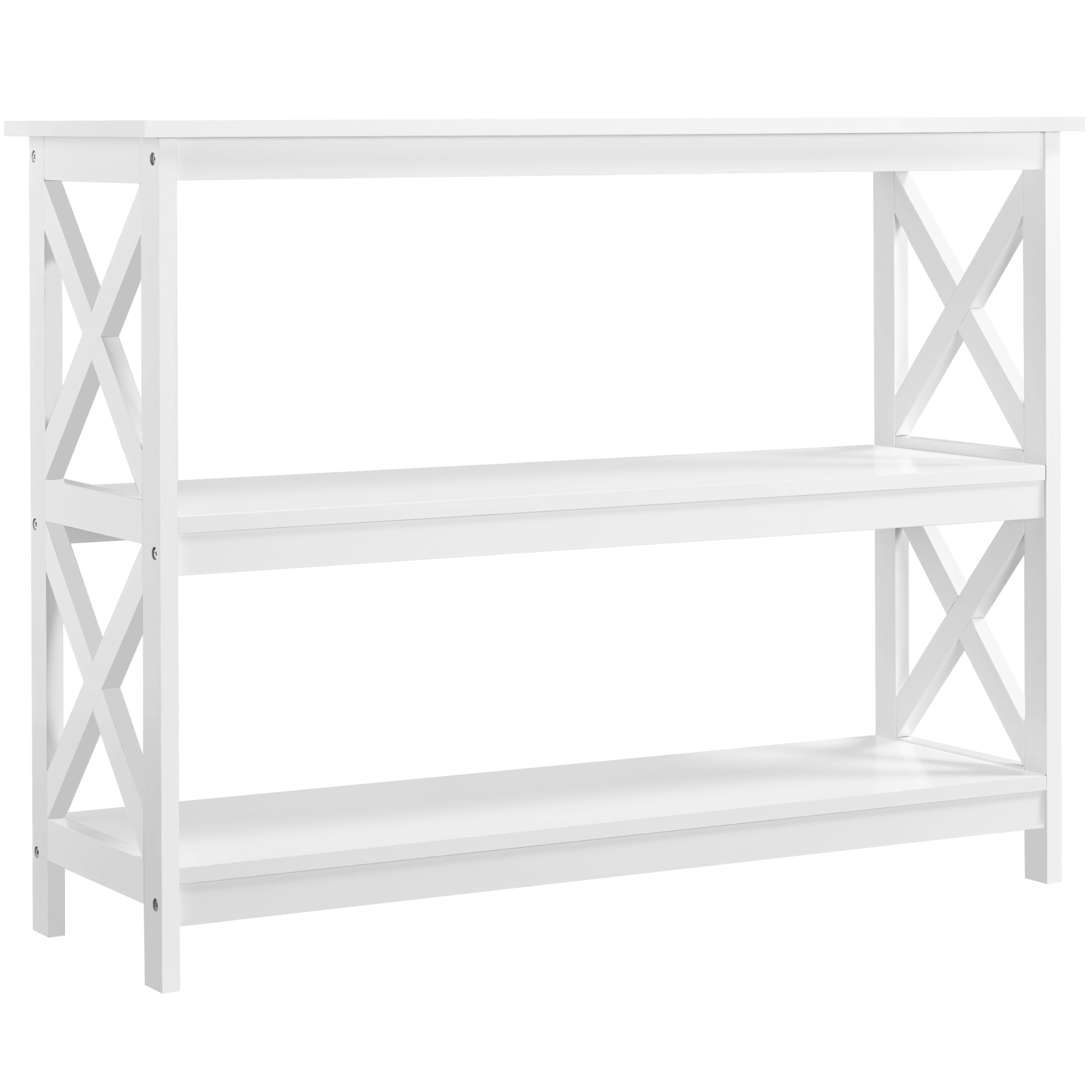 Yaheetech Mueble Recibidor de Entrada Mesa de Consola 106x35x80cm Blanco | Mueble Recibidor Estrecho de 3 Niveles Mesa Auxiliar para Salón Pasillo