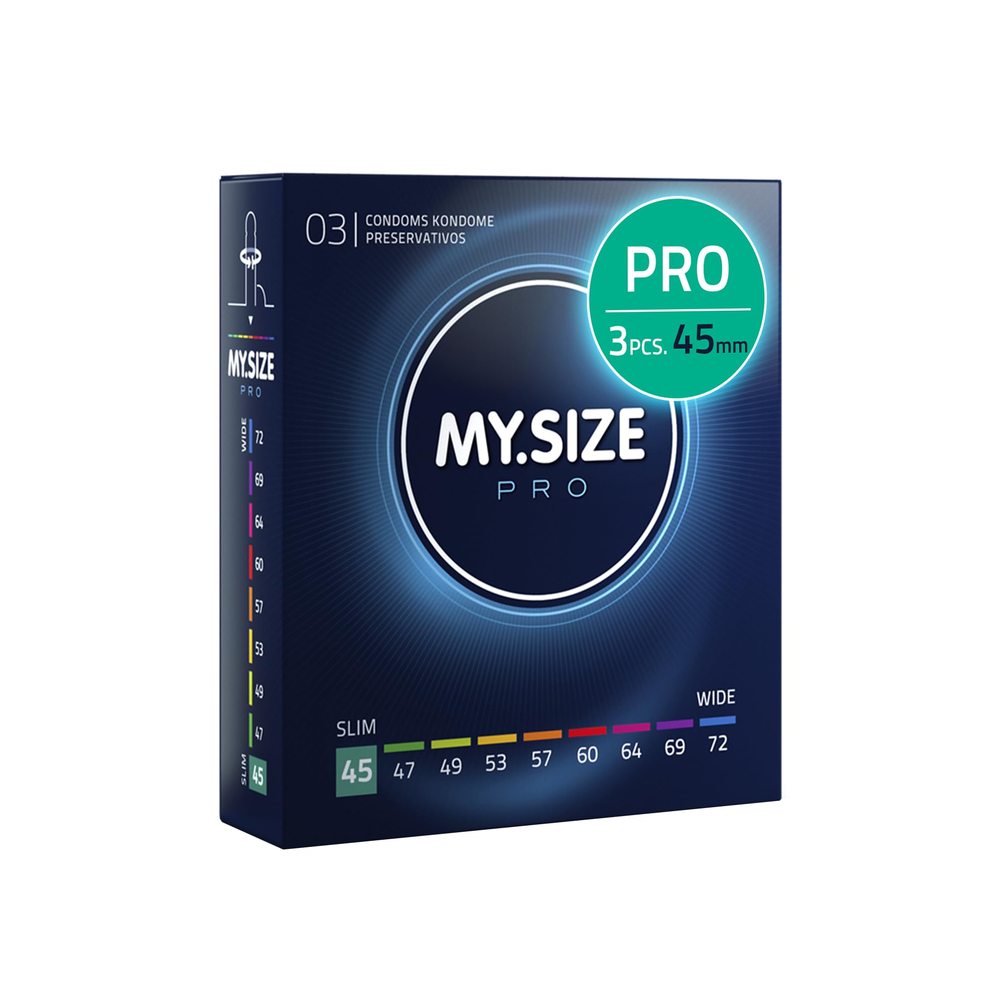MY.SIZE PRO Condom Size 0, 45 mm, Tight Fit, 3 Condoms - Perfect fit and a Suitable Size for Everybody