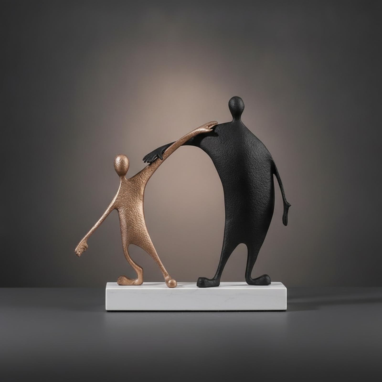 Estatua No Representativa con Base Mármol Dorado y Negro Escultura No Representativa Figura Humana para Salón, Recibidor