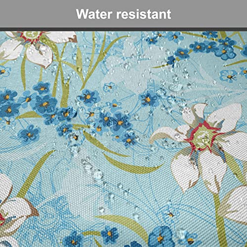 Lunarable Daffodil Chair Seating Cushion Set Of 4, Cornflowers Watercolor Style Spring Meadows Nature Floral Arrangement, Seat Pads For Office With Anti-Slip Backing, 16"X16", Pale Blue Green White #TOP5