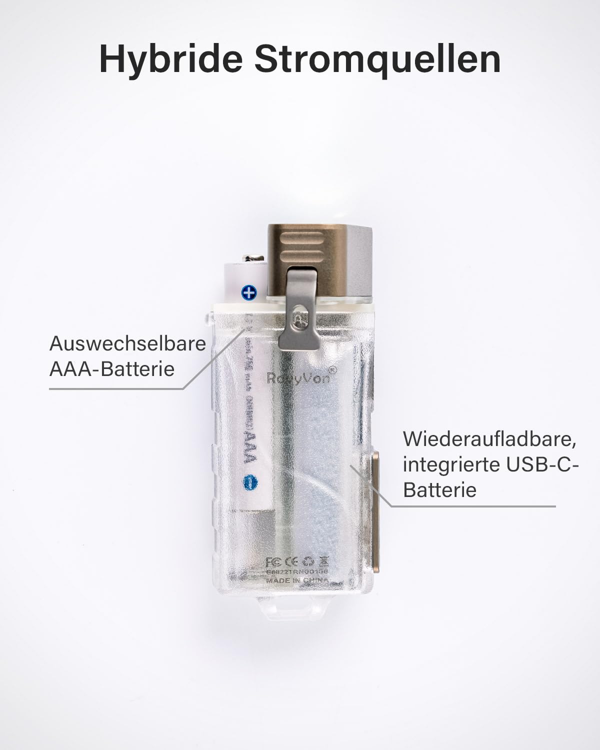 RovyVon Angel Eyes E8 Taschenlampe, 700 Lumen, hohe Lumen, wiederaufladbar, Schlüsselanhänger Taschenlampe, Dual Power AAA Taschenlampen mit Lockout-Modus, wasserdicht für Zuhause, Outdoor