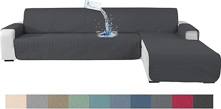Ystyle Housse De Canapé d'angle 2 Places, Protection Canapé d'angle avec Accoudoirs, Housse Canape d'angle Impermeable Antidérapant, Couvre Canapé d'angle Chat Chien (210cm, Gris Foncé)