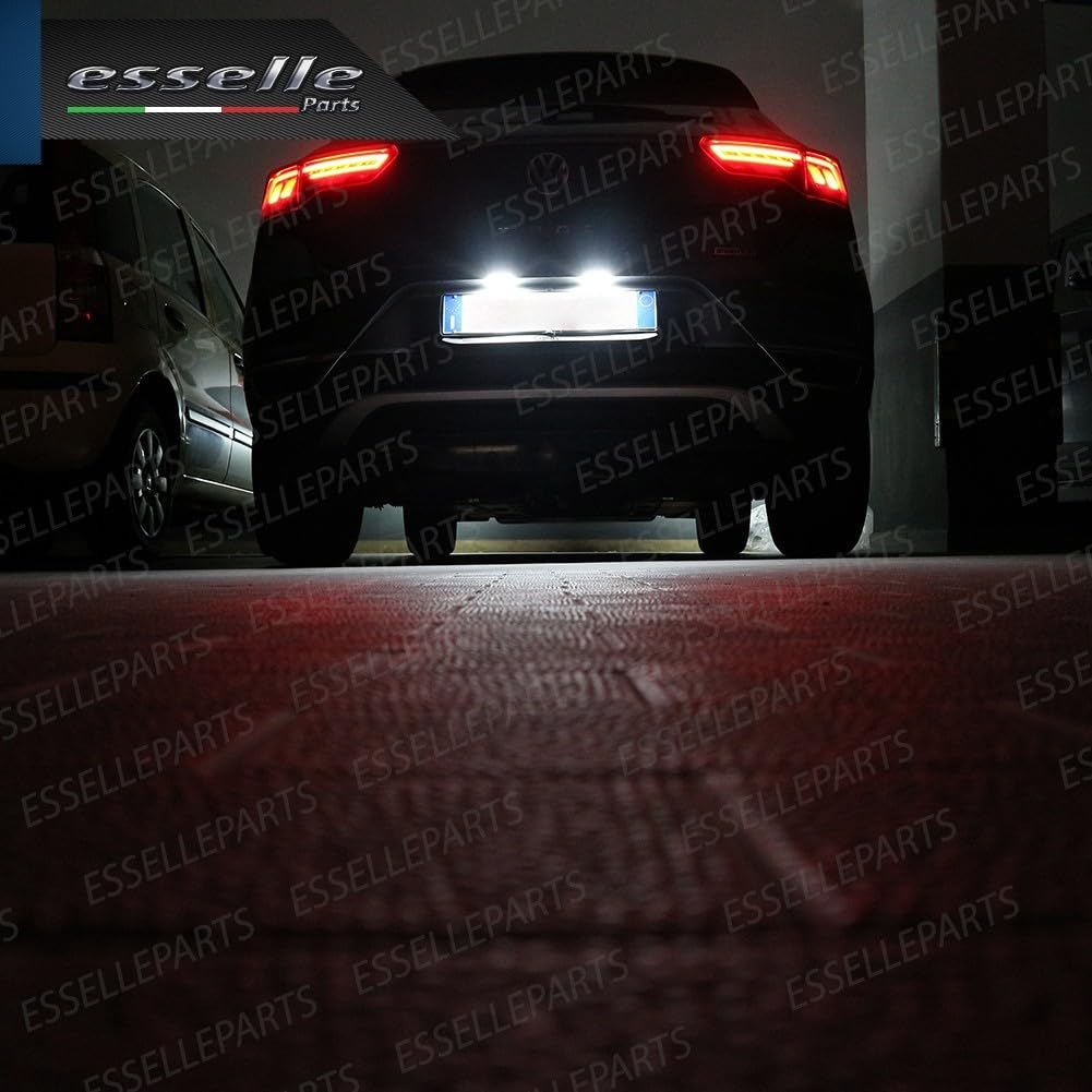 Placchette Luci Targa LED Compatibili con Seat e Cupra Ateca, Formentor, Leon, Arona, Tarraco, Alhambra 7N, Leon 4 KL, Alhambra 7MS 18 SMD CANBUS 6000K Bianco Ghiaccio Plug & Play