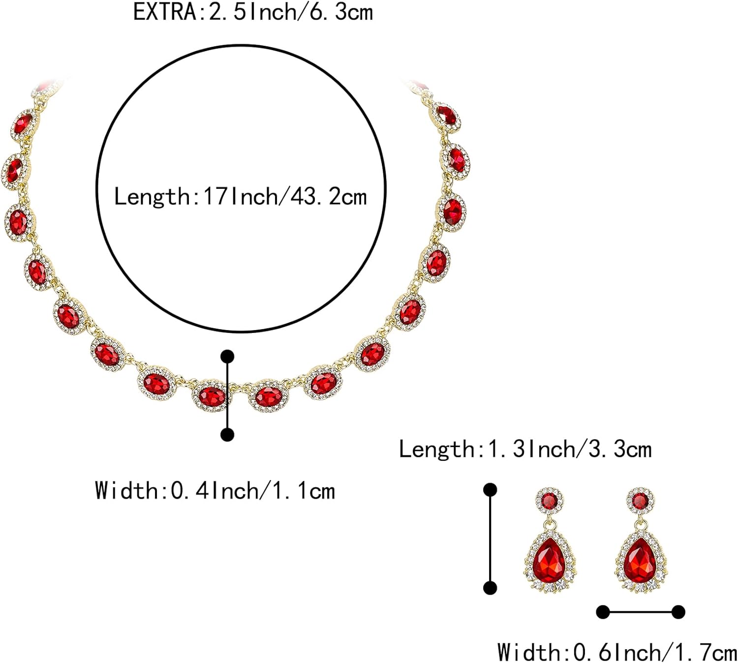 BriLove Wedding Jewelry Set for Women Bride Necklace Earrings Set Crystal Teardrop Oval Cluster Jewelry for Bridal Bridesmaid Party Prom - Image 6