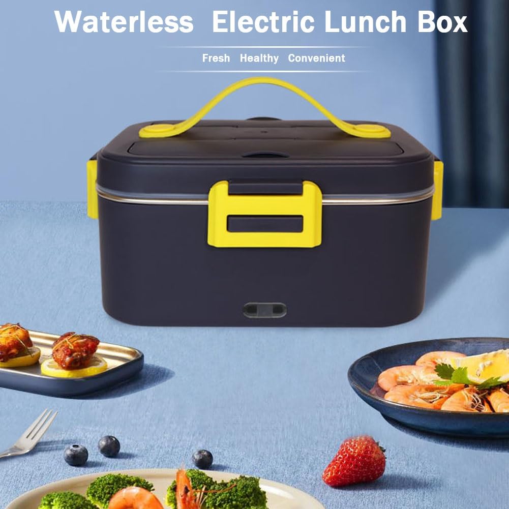 Przenośny elektryczny pojemnik na lunch bez wody, pudełko na lunch, które podgrzewa żywność, podgrzewany pojemnik na lunch przenośny podgrzewacz do posiłków, odpowiedni do pracy, biura, posiłków