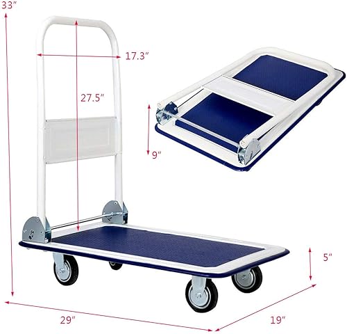 Miniatura 2 de Goplus Carro plegable de la plataforma 330LBS Rolling Flatbed Cart Hand Platform Truck Push Dolly para cargar