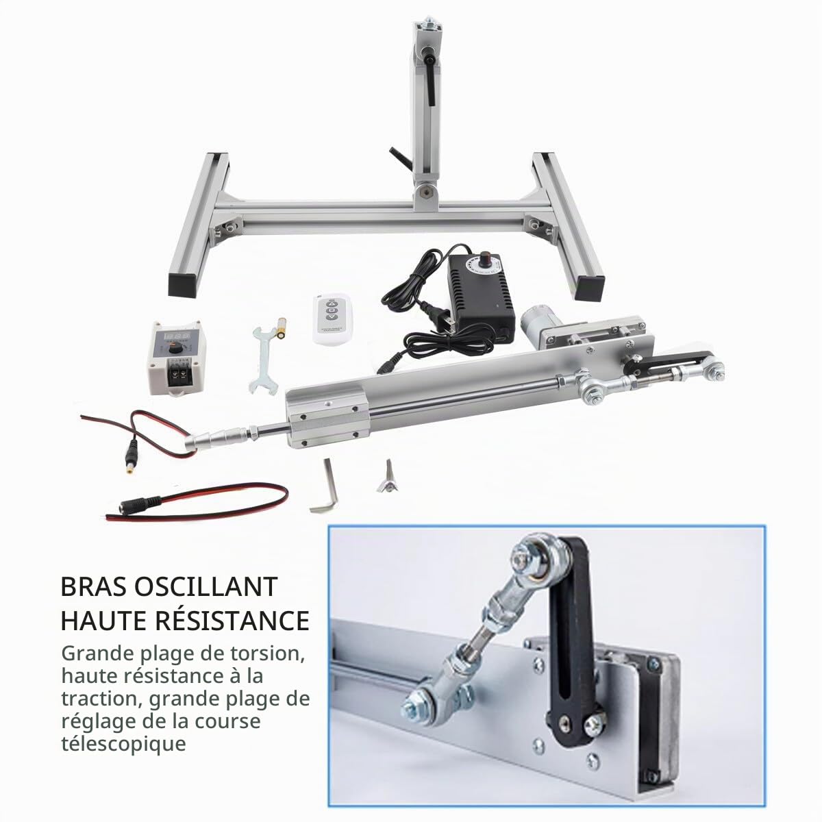 Actionneur linéaire Moteur à piston de levage CC 24 V Hub réglable 30-150 mm 120 tr/min Force de poussée 1-10 kg Moteur linéaire DIY Cycle Reciprocating avec télécommande Régulateur de vitesse