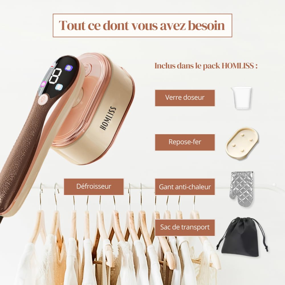 Défroisseur Vapeur 2 en 1 – Fer à Repasser Voyage Compact 1200W | Prêt en 10s | Réservoir 110ml | 4 Niveaux Vapeur | Utilisation Verticale & Horizontale | Tous Tissus
