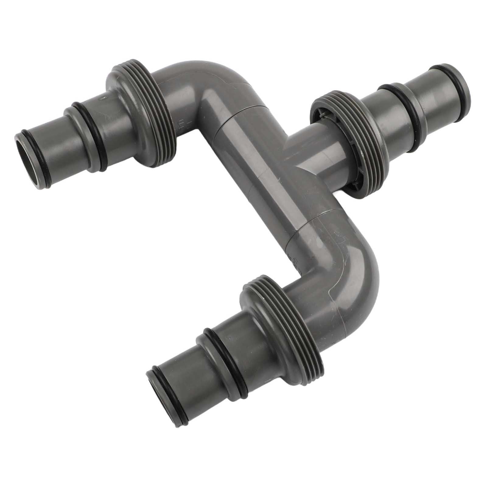 Poolschlauch-Adapter, 38 mm auf 32 mm, für Intex Poolsystem, T-Anschluss für Schwimmbadheizung, Bypass-Kit, 3-Wege-grauer Kunststoff und Edelstahlarmatur