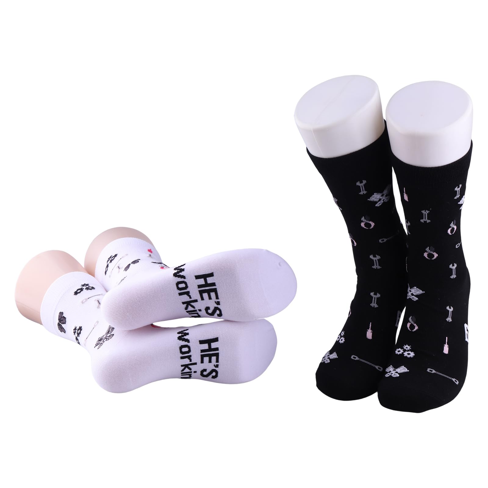 Lot de 2 paires de chaussettes He's Working She's Waiting pour époux - 8