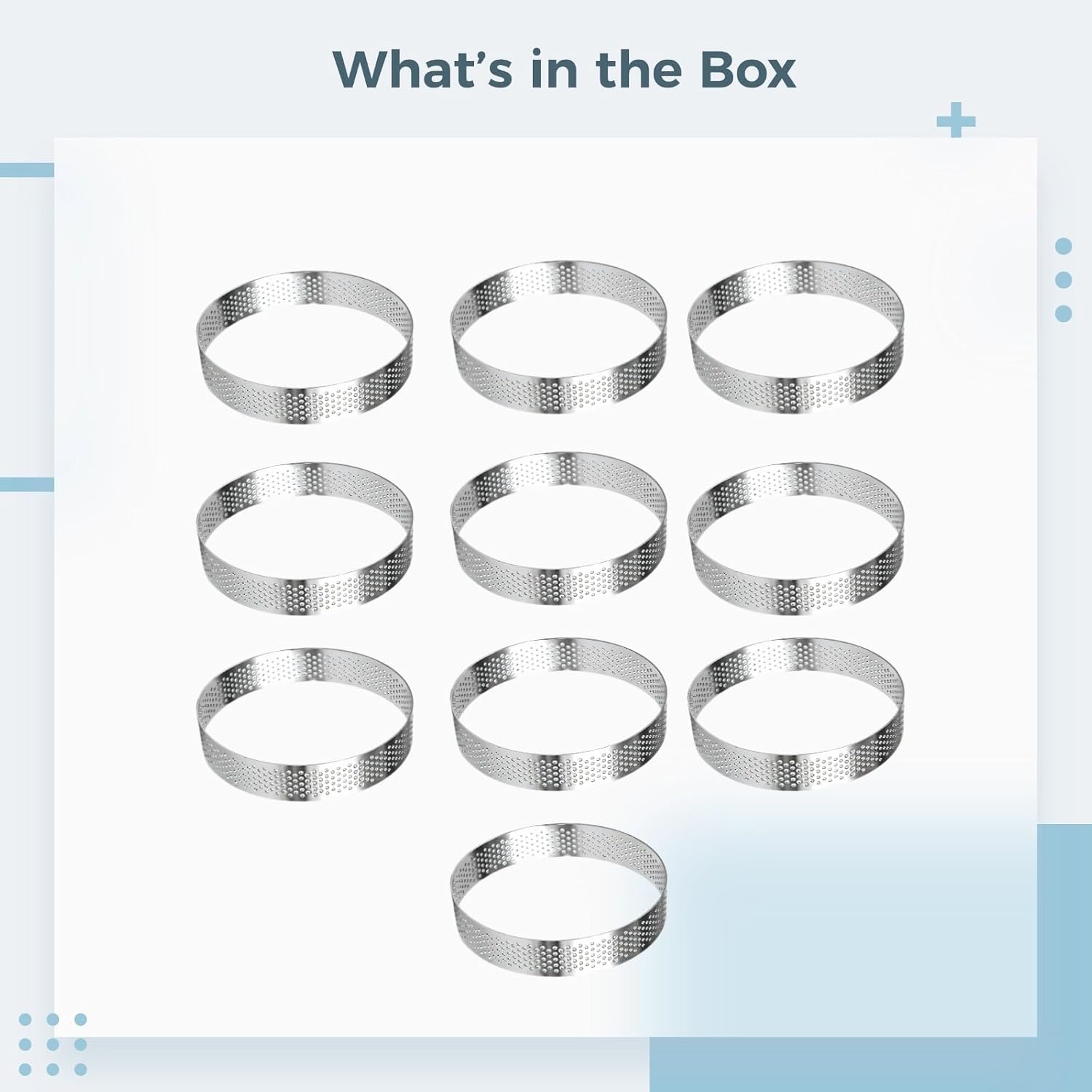 3.9 Inches Pastry Molds, Ten Pcs Round Tart Rings, Perforated Circle Tart Rings, Stainless Steel Baking Versatile Forms For French Tarts, Cheesecakes, Mousses, Layer Cakes