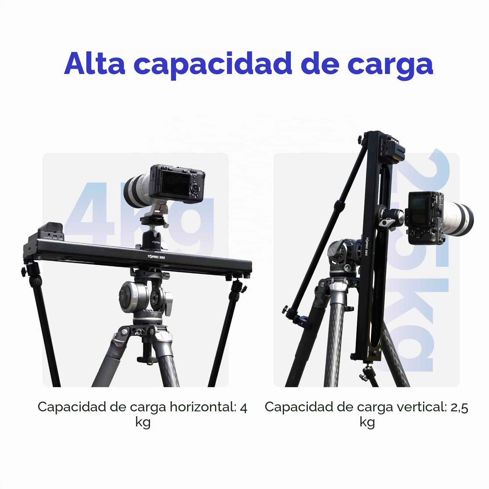 Accsoon - Vídeo de Toprig S60 - Motorized Camera Slider for Video Shooting - MAX. Load up to 2.5 kg Vertical and 4 kg Horizontal - Speed 5 cm/s - MAX Travel Distance: 425 mm