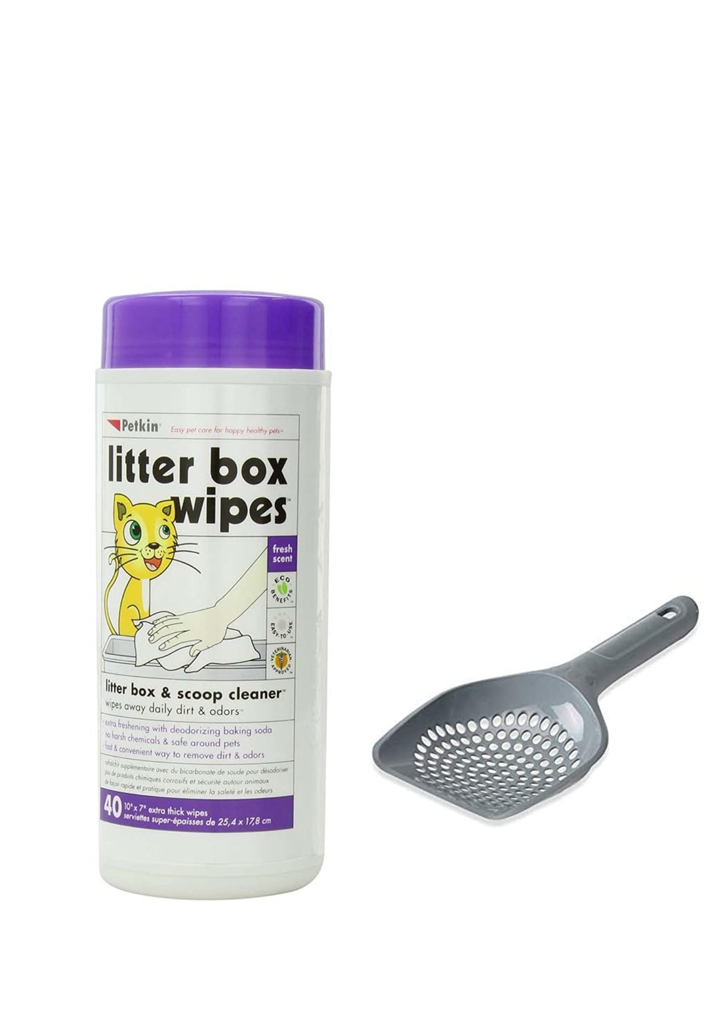 Combo of 1 pc of Savic Micro Cat Litter Tray Scoop and 40 pcs of Petkin Litter Box Pet Wipes (B097RQKRHZ) Amazon Price History, Amazon Price Tracker