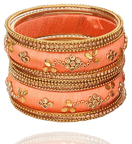 Image of NMII Get your traditions Valentine Gift for Girls & Women Silk Thread Bangle Set With Zircon For Womne & Girls