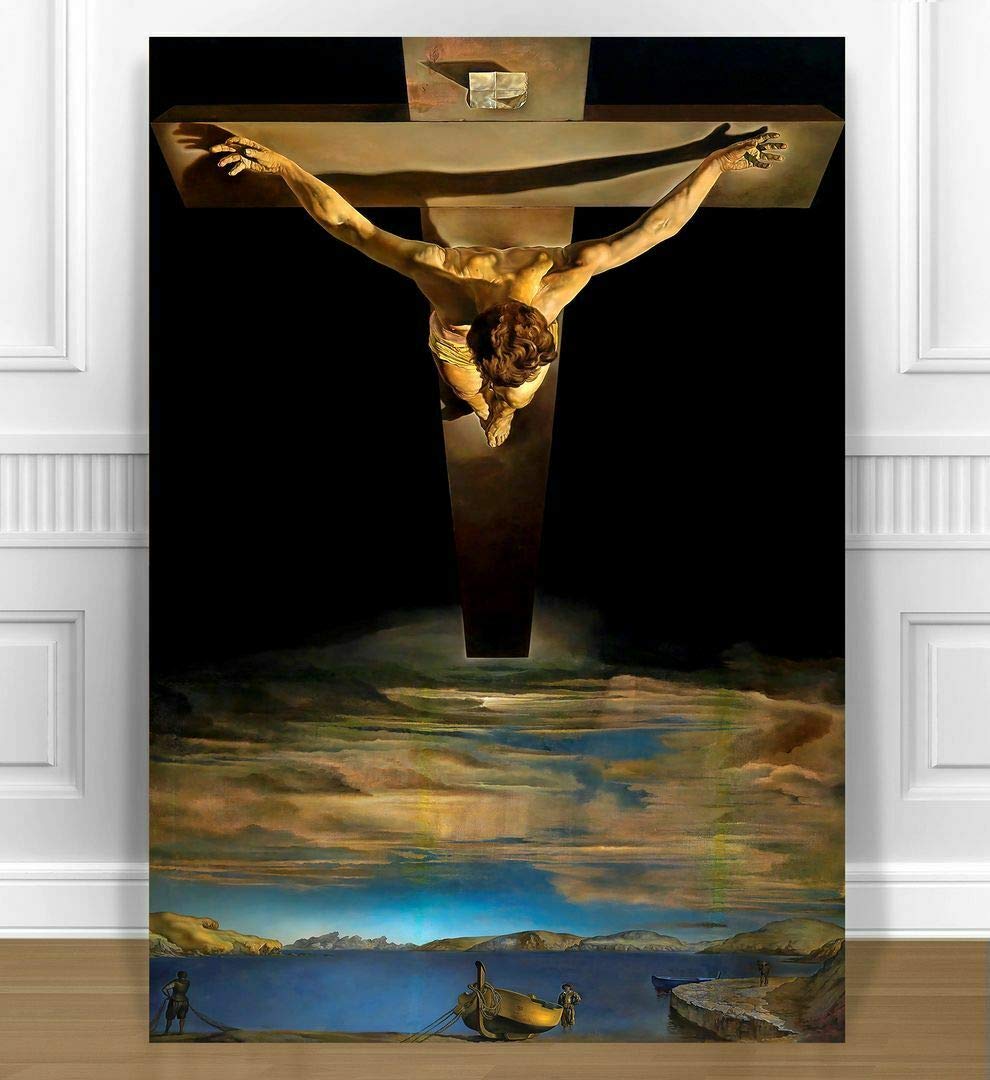 SALVADOR DALI CHRIST ON THE CROSS ST JOHN CANVAS PRINT Paintings Oil Painting Original Drawing Poster Photo Wall Art (24x34inch NO Framed)