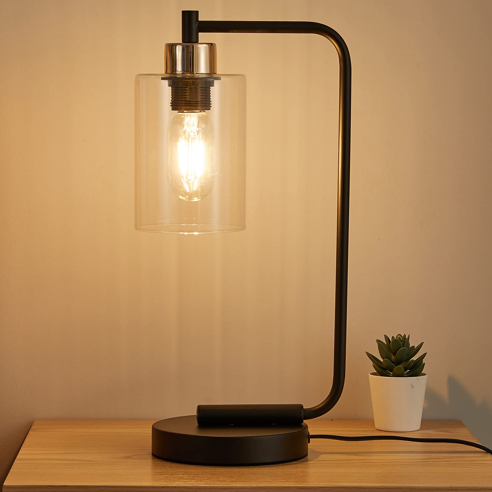 Buy SOTTAE Industrial Table Lamp,Black Metal Desk Lamp,Vintage Bedside Nightstand Lamp,Rustic