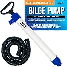 Manual Bilge Pump for Boats, Kayak, Canoe, Hand Water Pump with Hose, Portable Handheld Siphon Bailer, 20 Gallons Per Minute Suction, Marine Grade