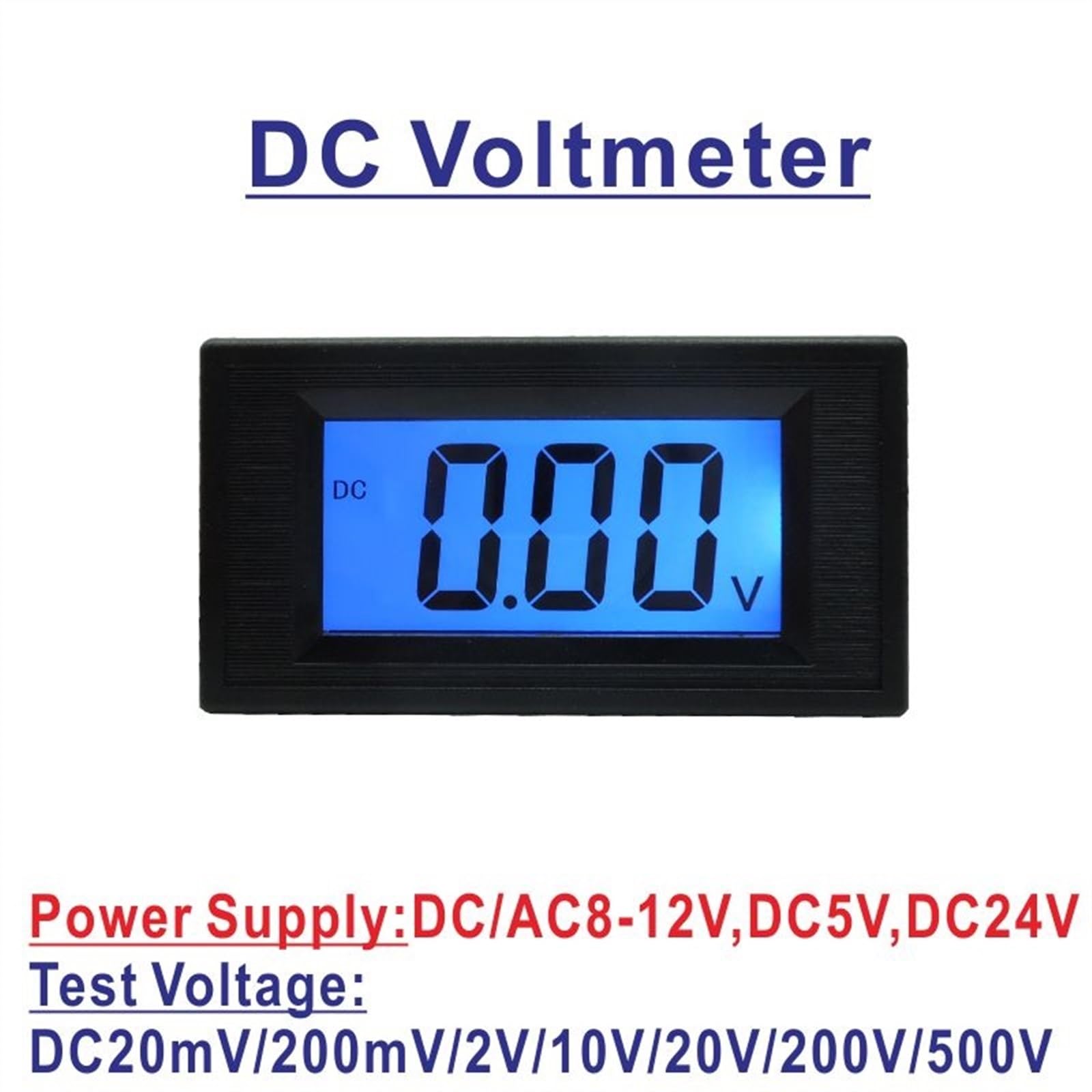 Woltomierz cyfrowy LCD DC 200 mV 2 V 200 V 500 V Miernik napięcia woltownik panel woltomierz woltomierz zasilanie 8-12 V (rozmiar: DC500V, kolor: zasilanie DC24V)