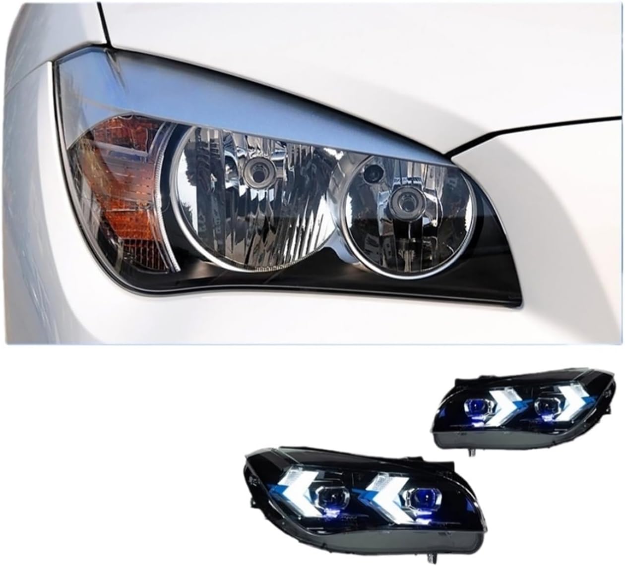 Car Model Head Lamp for BMW X1 E84 2010-2015 LED Headlight DRL Turn Signal High Beam Angel Eye Projector Lens(Halogen),Halogen