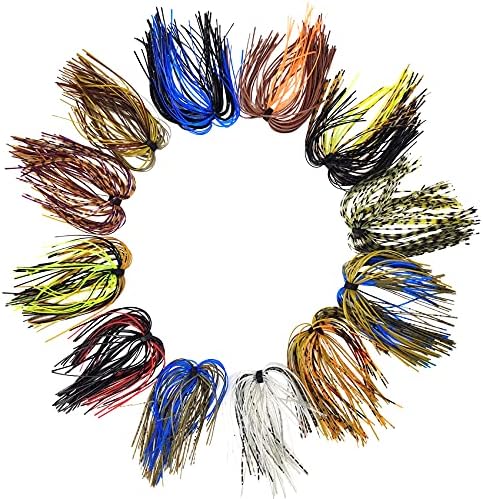 Riverruns Silicone Jig Skirts Fishing Lure Skirt Replacement for Spinnerbaits Bass Buzzbaits Fishing Jigs Fishing Lures Craw Jig Trailers Bass Skirts Casting Jigs Football (12PC 8885)