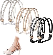 3 Paia Cinturini per Scarpe con Tacco Strass - Elastici Regolabili, Sicuri Antiscivolo. Ideali per Décolleté, Sandali, Feste, Matrimoni (Nero, Bianco, Champagne).