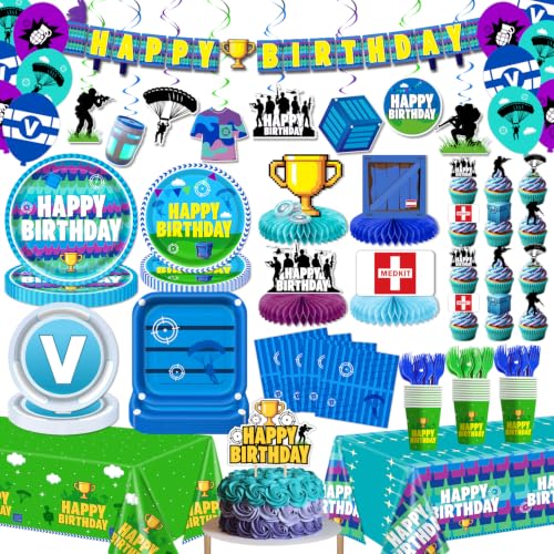 140Pcs Video Game Birthday Party Decorations Tableware Set Serves 20 Guests