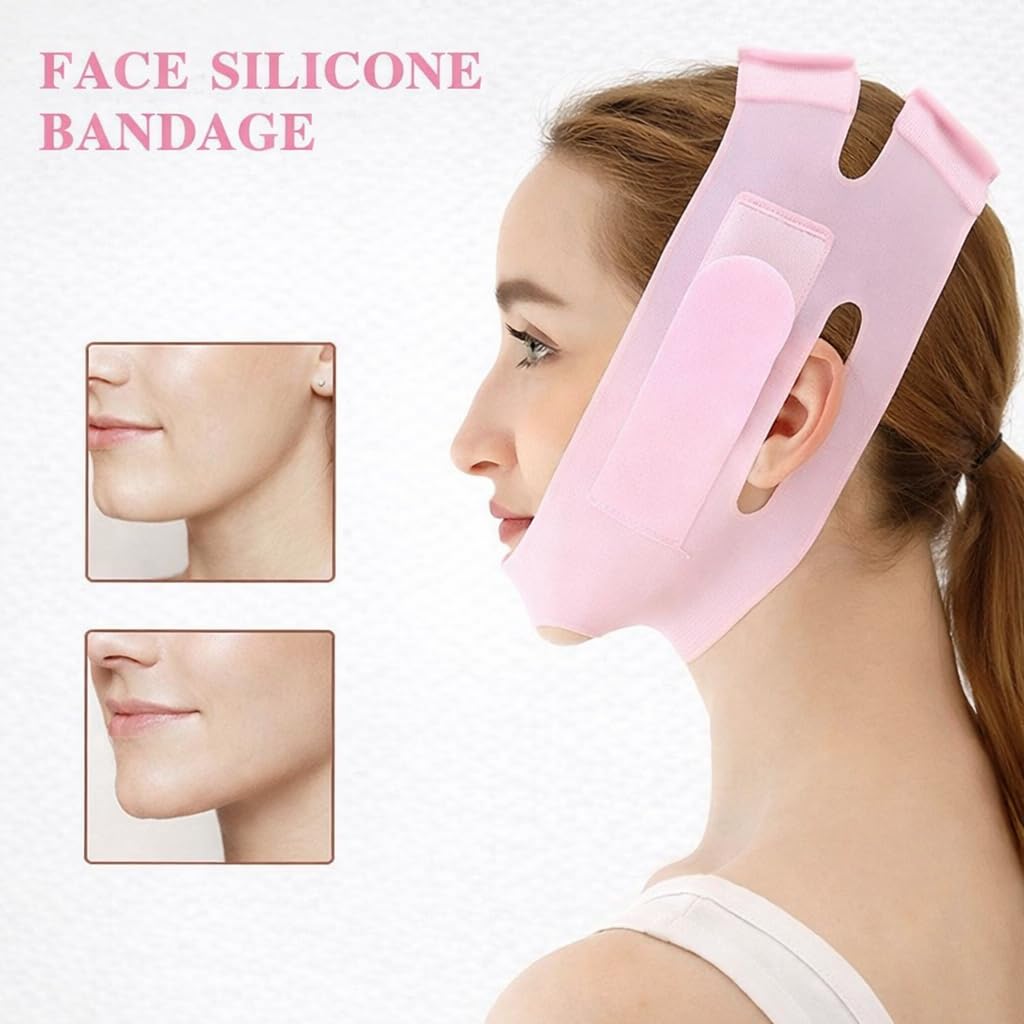 Silicone V Face Mask, Face Lift Up Belt for Facial Slimming, Chin & Cheek Slimming Bandage Mask, Double Chin Fat Reducer, Skin Tightening for Women & Men