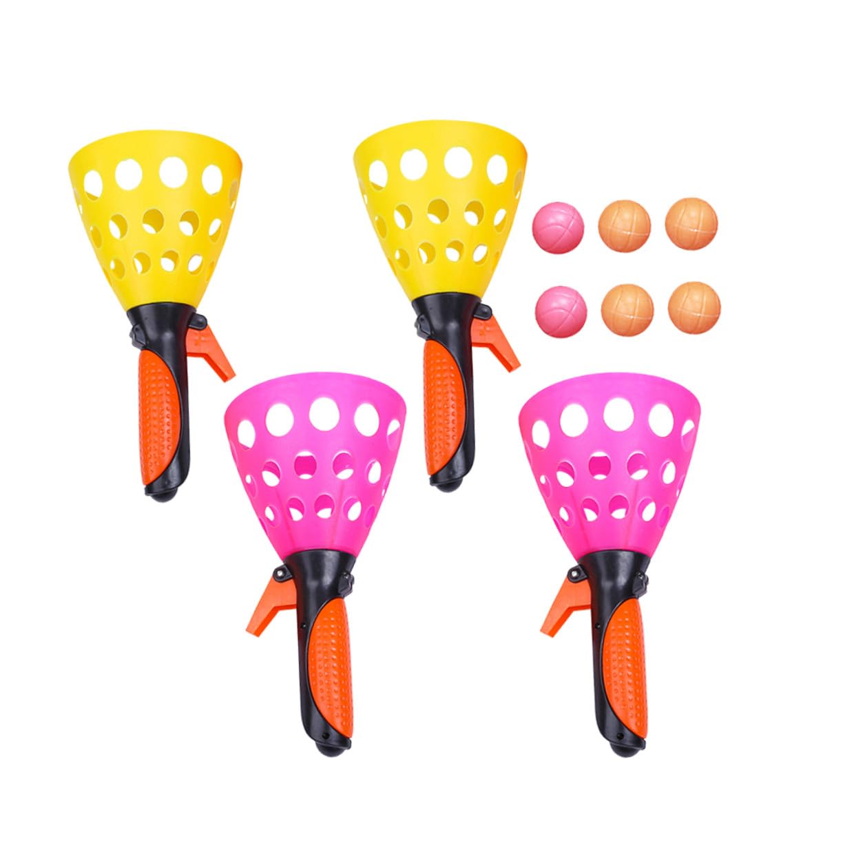 ORFOFE Set di Gioco Palline e Lanciatore per Esterno e Piscina, 2 Paia di Emettitori e 6 Palline in Plastica, Gioco di Coordinazione per Bambini Colore Casuale