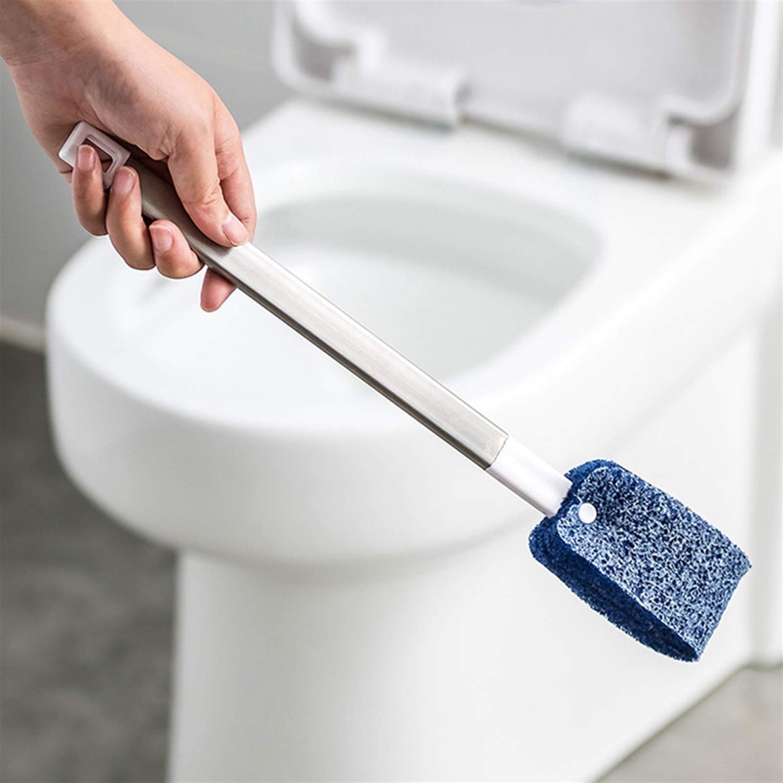 Escobilla Baño/Escobilla y Portaescobillas de Baño Cepillo de baño y soporte, limpieza del cepillo de inodoro con mango de aluminio y cabeza de cepillo de fibra de nylon suave para la limpieza del bañ