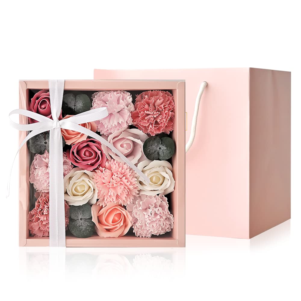 Cocod'orCOCODOR Artificial flowers, Pink Flower box with shopping bag & envelope. Good for gifts