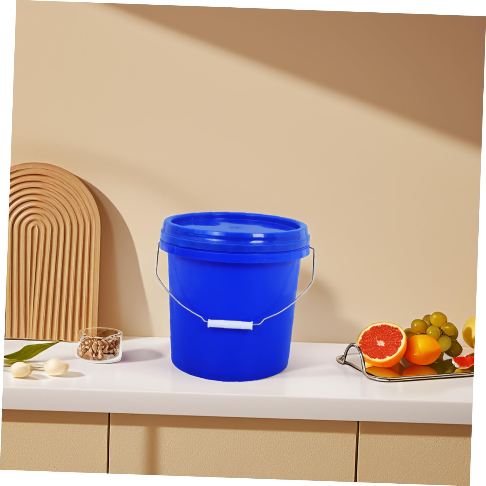 Secchio di Plastica con Coperchio Ermetico 10l Blu PP