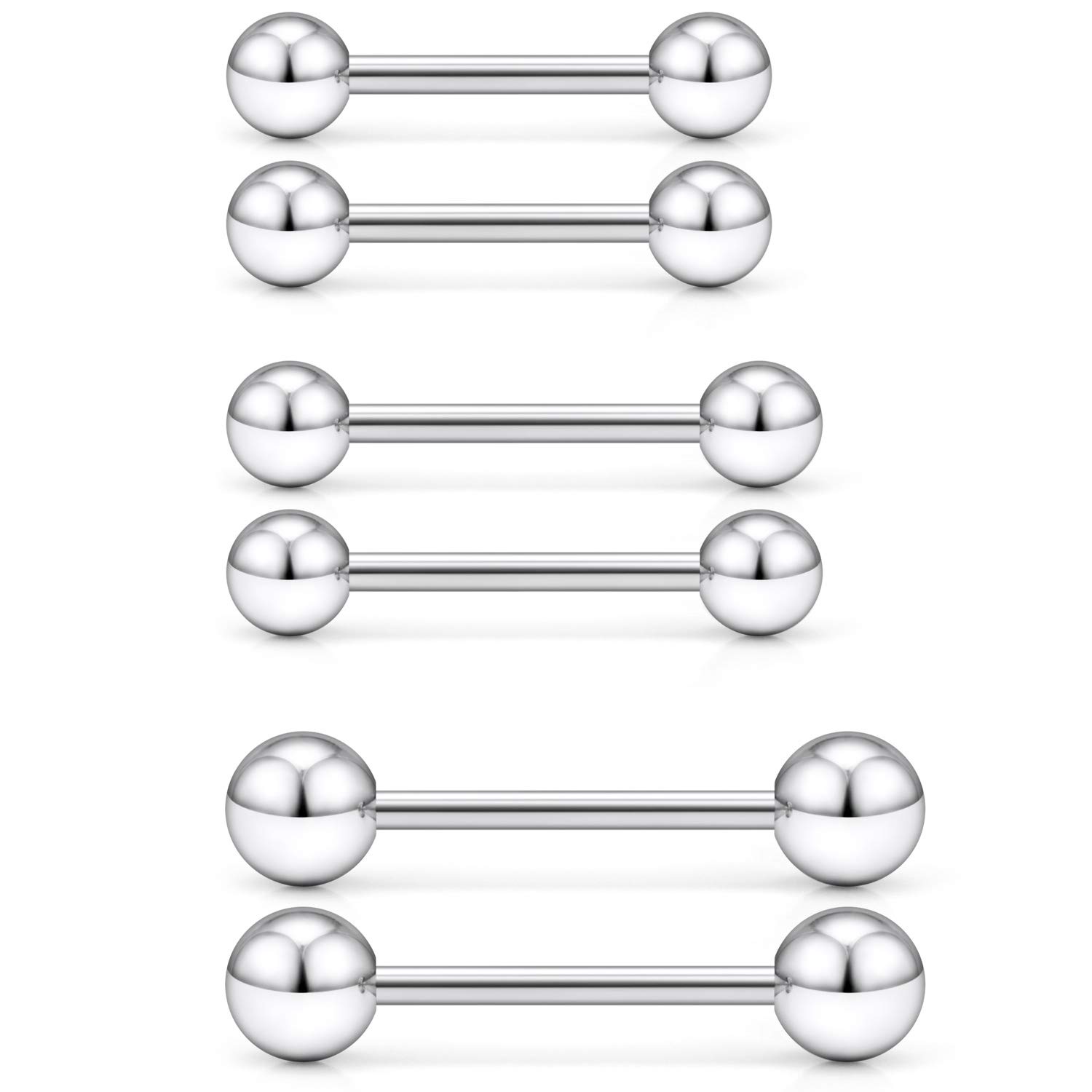 Nipple Shield Barbell 12G 3 Pairs Stainless Steel Externally Threaded Tongue Ring Bar Body Piercing Jewelry 12mm 14mm 16mm-image-37