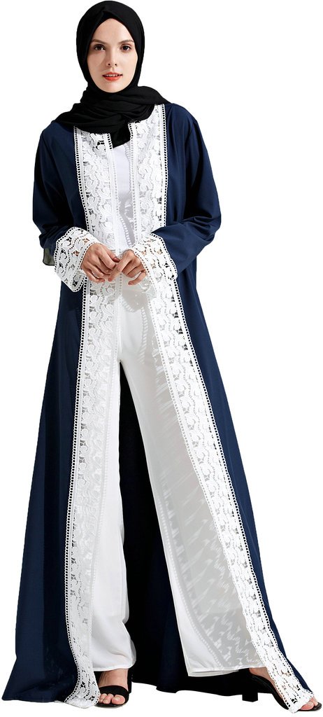 YI HENG MEI Women's Modest Muslim Islamic Open Front Long Maxi Abaya with Hijab and Belt