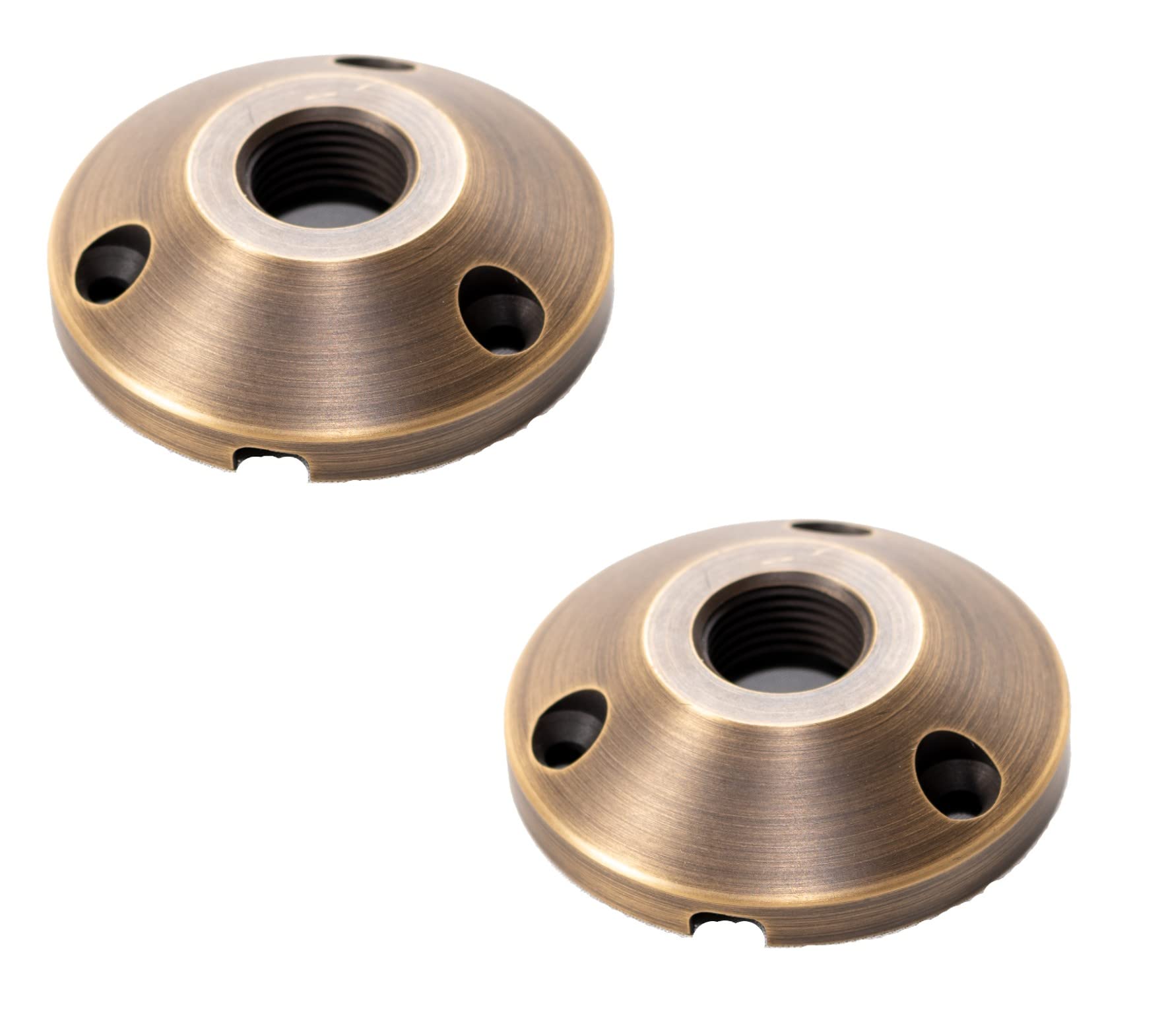 LED Lights Brass Mounting Plate by MIK Solutions Heavy Duty Surface Flush Mount Low Voltage LED Light Outdoor Landscape Lighting Mushroom Security Garden Lights Home Patio Deck Pool (2 Pack)